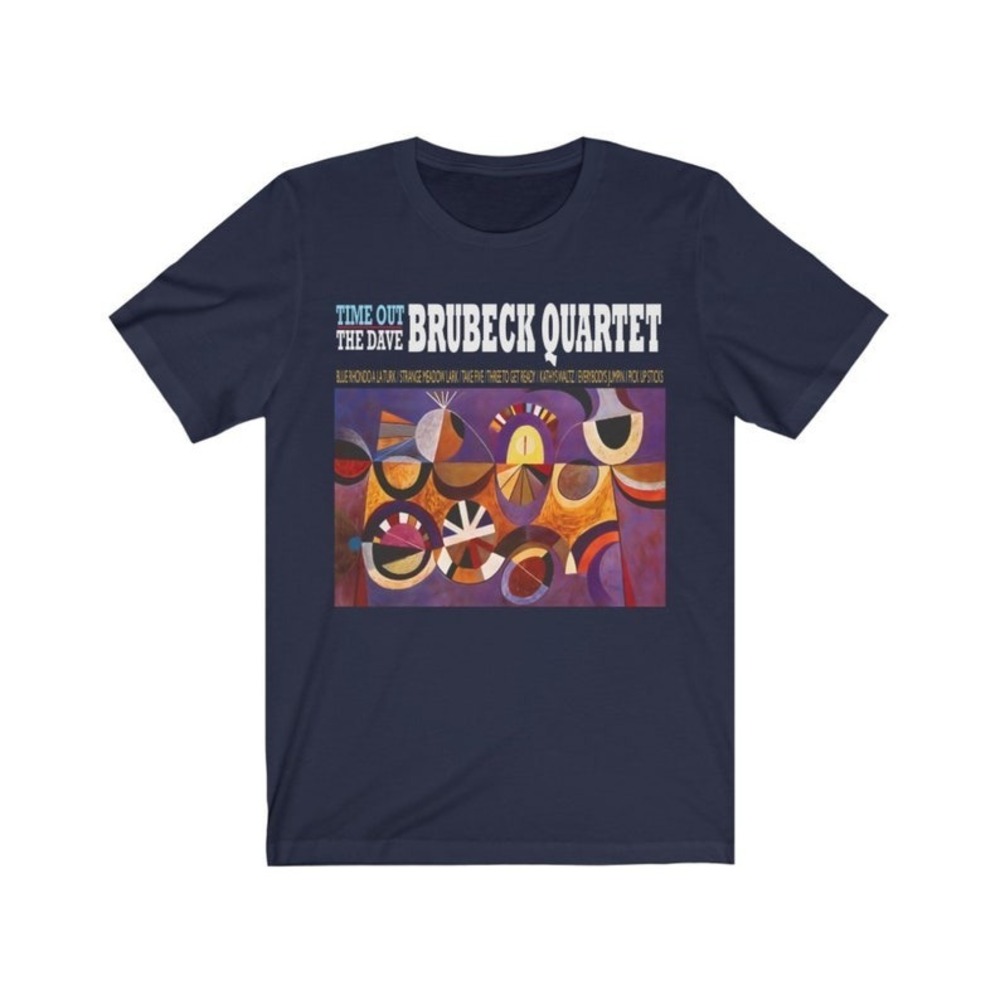 Retro Music T-Shirt With Graphic, Retro Jazz Musician Dave Brubeck Tee Navy